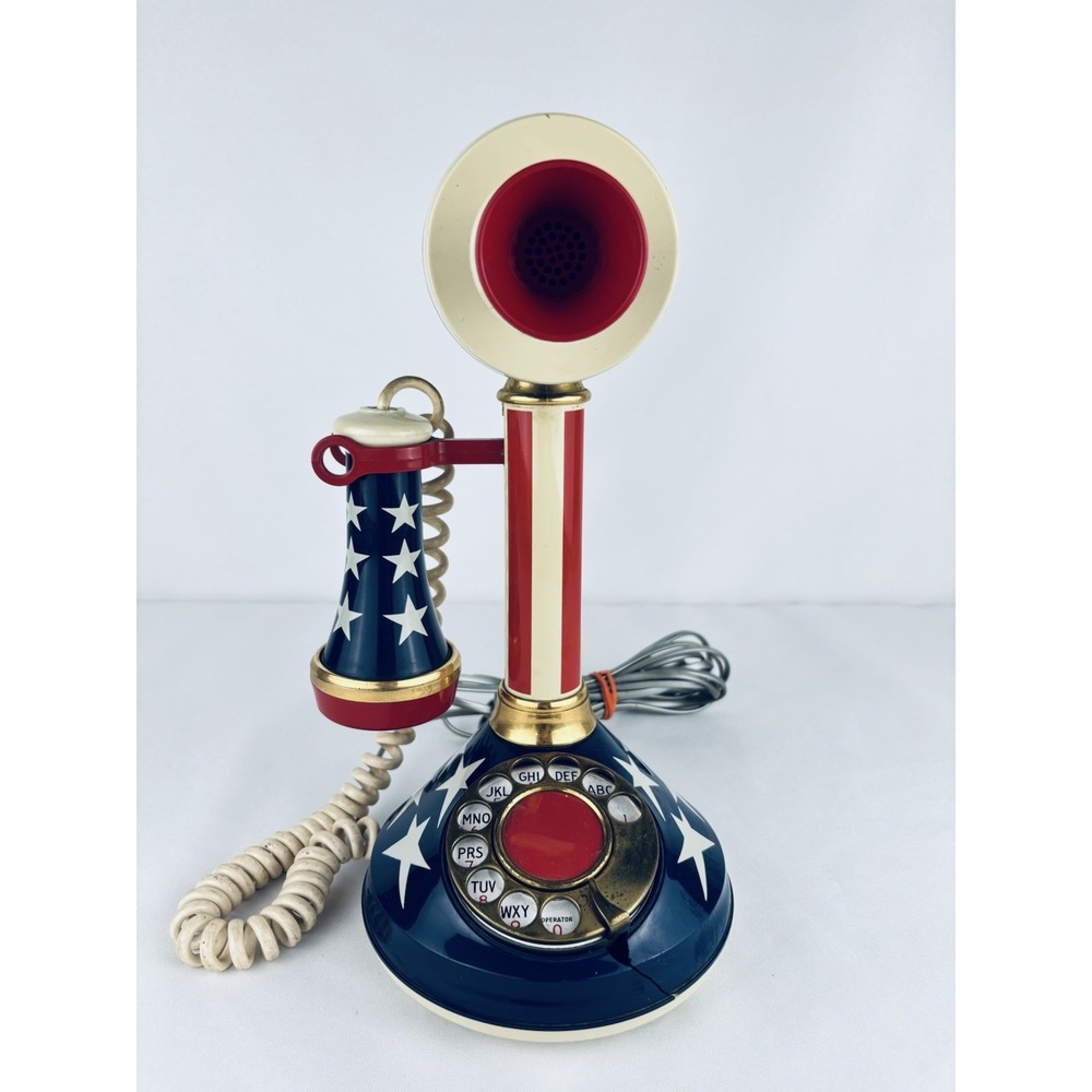 1974 Vintage American Telecommunications Patriotic Candlestick Deco-tel Phone